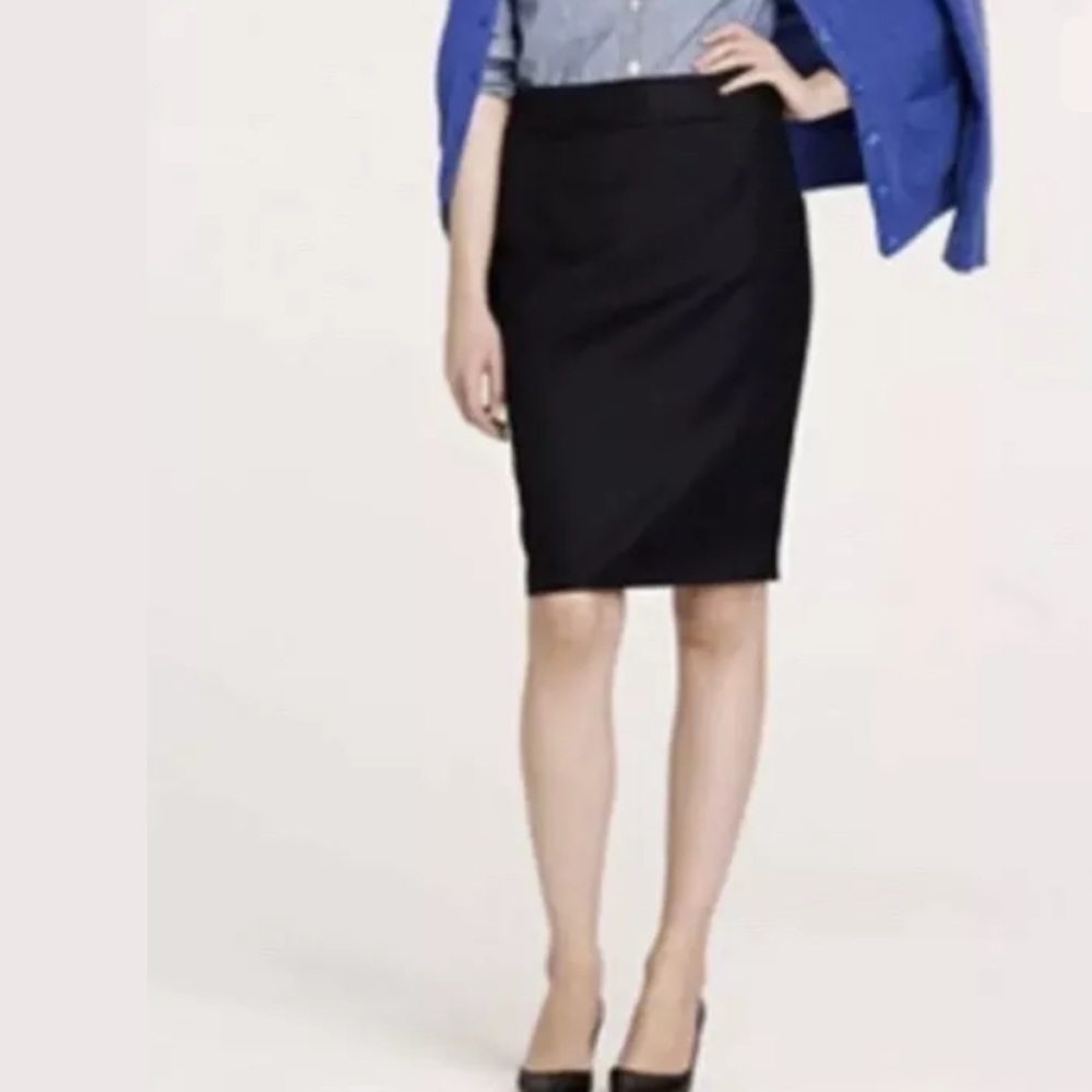 J. CREW Black Ponte Knit Skirt Straight Pencil Classic Style Vintage Career Vtg